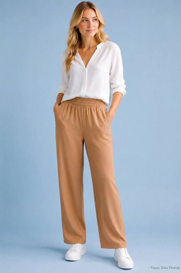 Saten  Vizon Rengi Dar Paça Pantalon