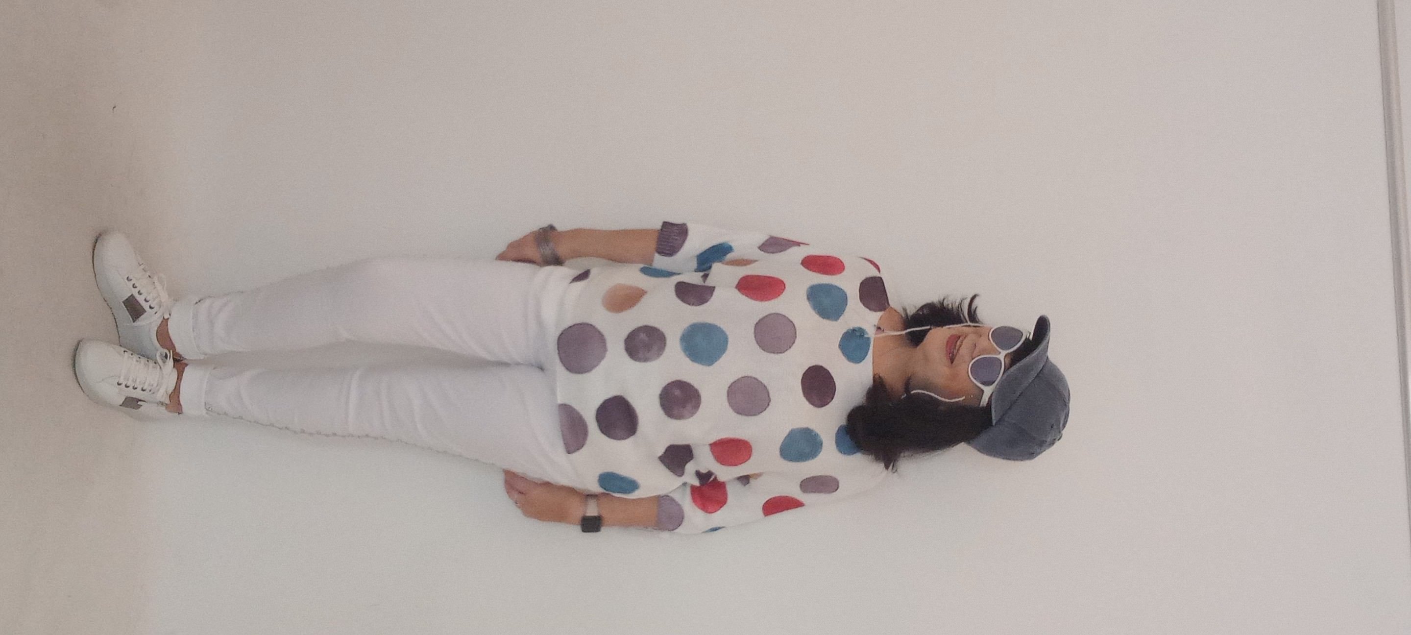 Desenli Merserize Yarasa Kol Cotton Bluz