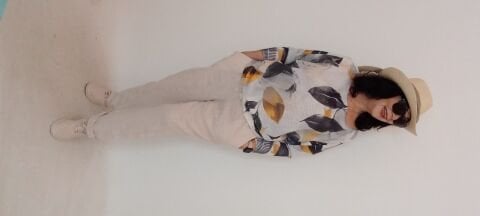 Desenli Merserize Yarasa Kol Cotton Bluz