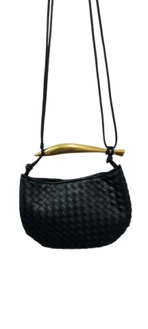 Siyah Sepet Örgü Dore Saplı Tasrım Çanta