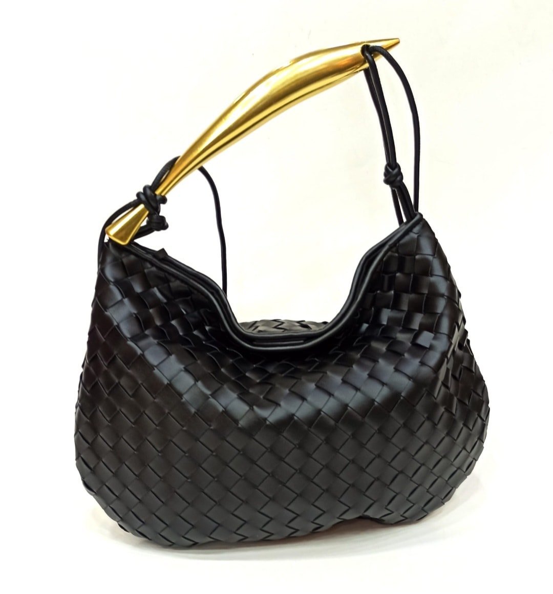 Siyah Sepet Örgü Dore Saplı Tasrım Çanta