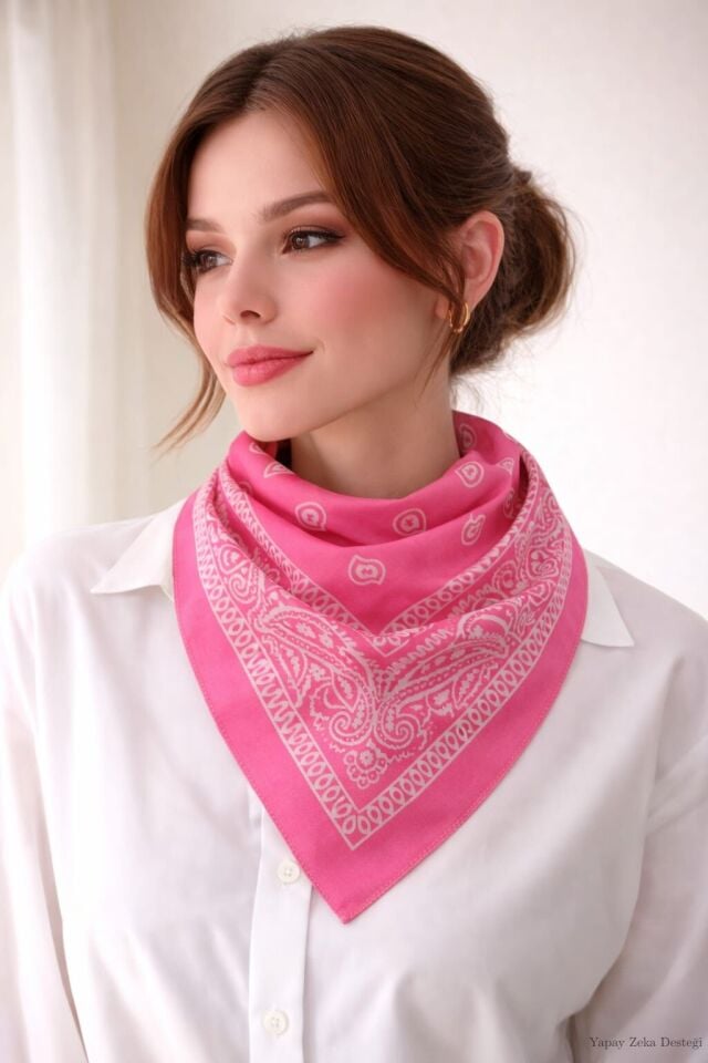 Pembe Şık Görünümlü Coton Fular