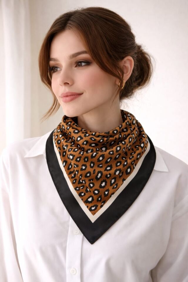 Leopar Desenli Cotton Fular