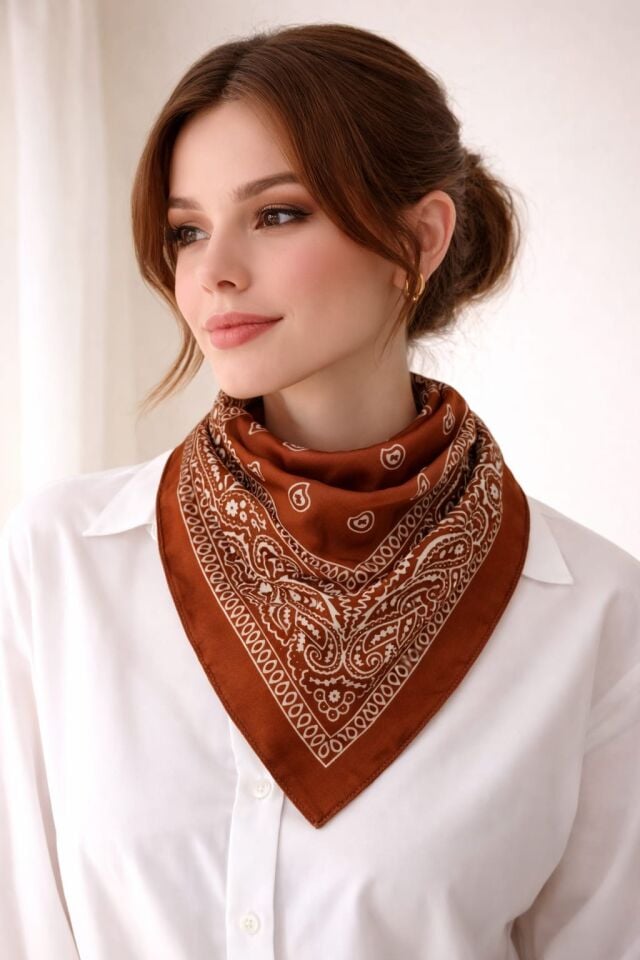 Kiremit Rengi Şık Cotton Fular