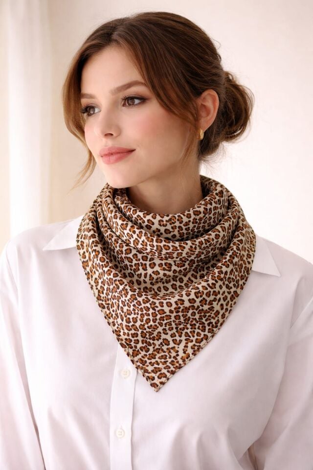 Jaguar Desenli Şık Cotton Fular
