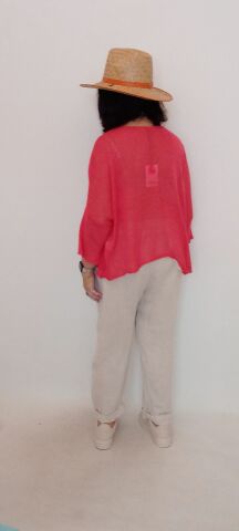 İtalyan Merserize Asimetri Bluz - Mercan