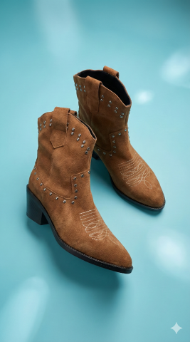 Hakiki Deri Süet Taba Kovboy Botu