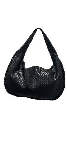 Siyah Yarım Ay Şeklinde  Örgü   Çanta