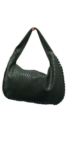 Haki Rengi Örgü Yarım Ay Şeklide Çanta