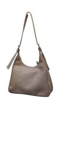 Kemik Rengi Örgü Çanta  File Modeli