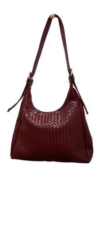 Bordo  Rengi Örgü Çanta  File Modeli