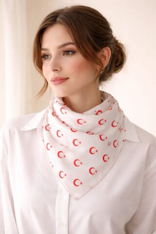 Ay Yıldız Desenli Cotton Fular
