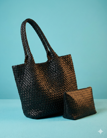 Siyah Örgü Model Çanta Set