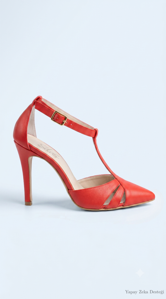 Hakiki Deri Mercan Stiletto Ayakkabı