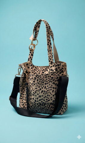 Hakiki Deri Süet Leopar Torba Çanta – Cesur ve Lüks Bir Dokunuş