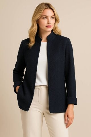 İtalyan  Lacivert  Fit  Triko Ceket