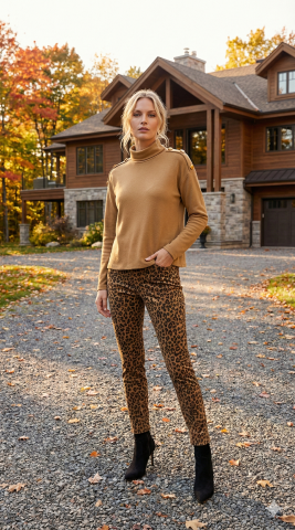 İtalyan Camel Boğazlı Dore Düğmeli Triko Kazak