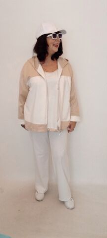 Kapüşonlu Fermuarlı Cotton Ceket - Camel