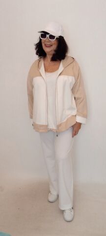 Kapüşonlu Fermuarlı Cotton Ceket - Camel