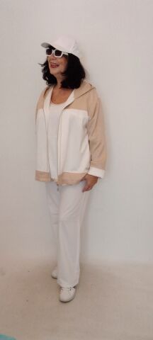 Kapüşonlu Fermuarlı Cotton Ceket - Camel