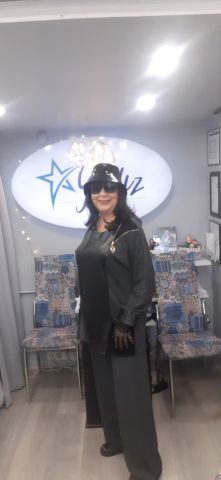 Büyük Beden Gri  Örme Kumaş  Siyah Deri Garnili  Eşofman Takım