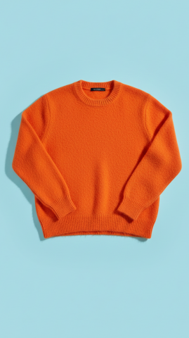İtalyan Oranj Angora Yuvarlak Yaka Triko Kazak