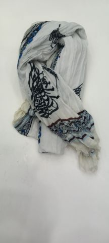 Kemik Gri Siyah Nal Desenli Fular