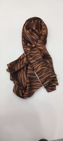 Taba Siyah Zebra Desenli Saten Fular