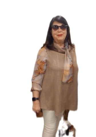 Büyük Beden Toprak  Rengi  Tüvit Kumaş Degaje Yaka   Sueter