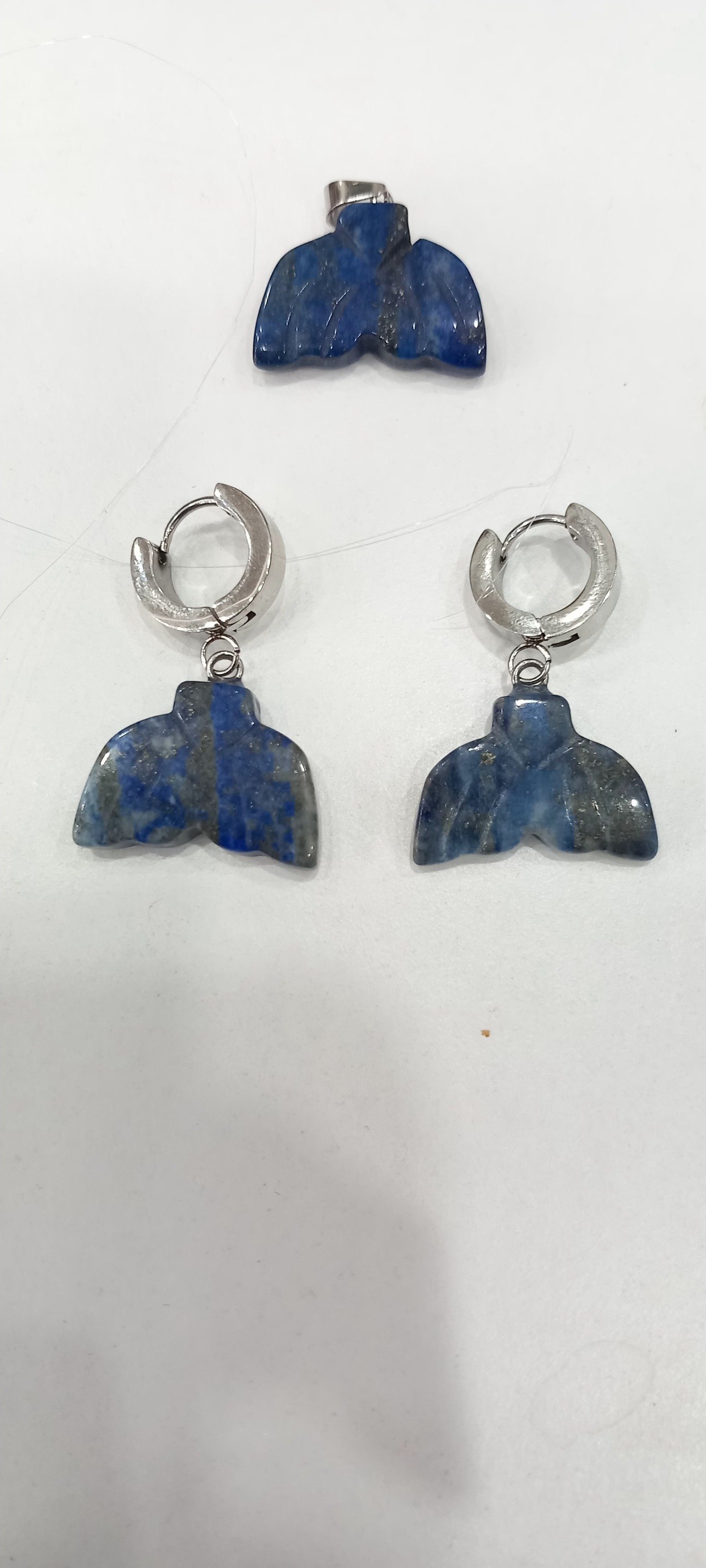 Kolye Ucu Ve Küpe Dogal Taş Lapis Set