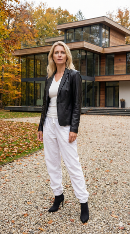 Hakiki Deri Çift Düğmeli Siyah Blazer