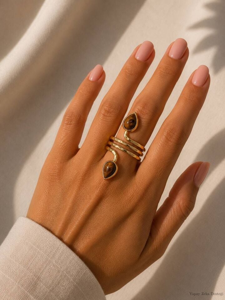 Taba  Boncuklu Ayarlı Yılan Modeli Yüzük