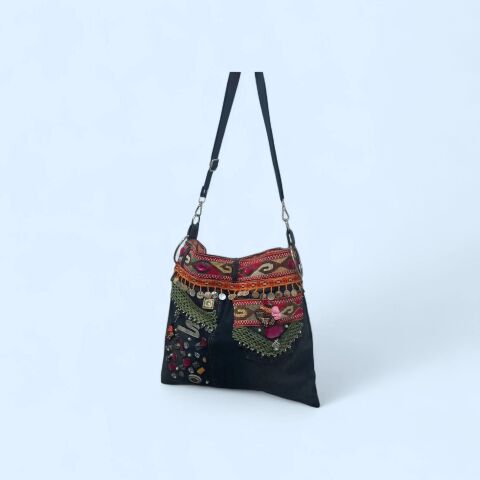Tasarım Jean Boncuklu Postacı Çanta