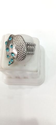 Ayarlı Turkuaz Taşlı Gümüş Rengi Yüzük