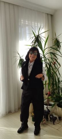 Siyah İtalyan Bir Tarafı Nubuk Bir Tarafı Kürk Tek Tokalı Yelek