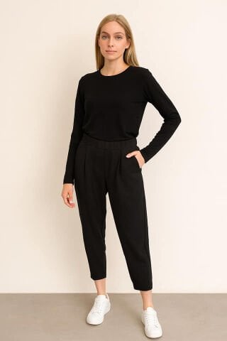 italyan Yarım Şalvar  Kahve Örme Kumaş Pantalon