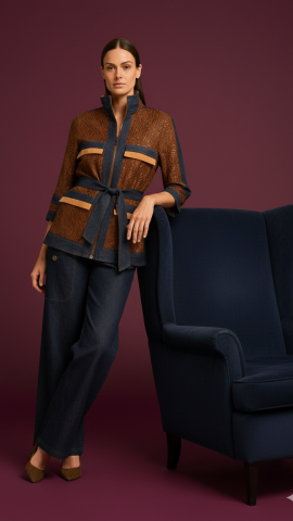 Koyu Jean Palazzo Likralı Pantolon