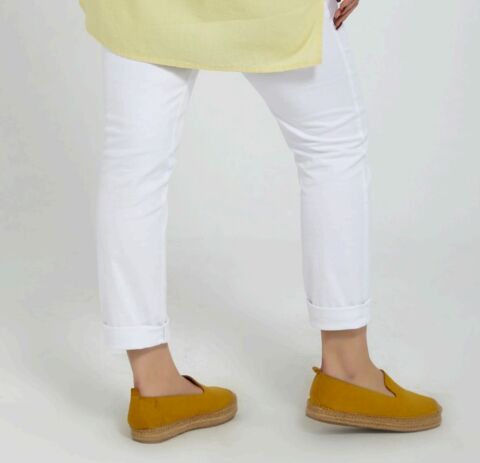 Büyük Beden Beyaz  Kavas  Dar Paça Pantalon