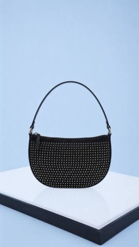 Parlak Taşlı Siyah Clutch