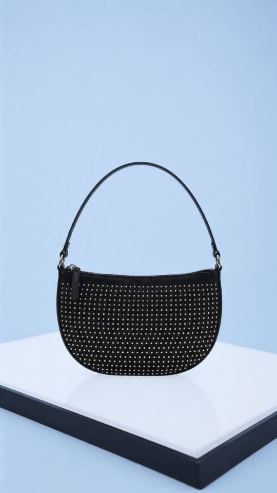 Parlak Taşlı Siyah Clutch