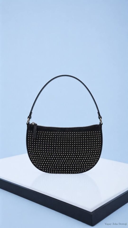 Parlak Taşlı Siyah Clutch