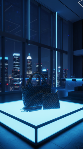 Örgü Biçimli Siyah Deri Clutch