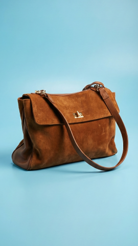 Taba Hakiki Süet Kapaklı Hacimli Çanta