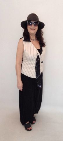 Önü  borsalino  Siyah Çizgili Pullu Gravatlı Tasarım Yelek
