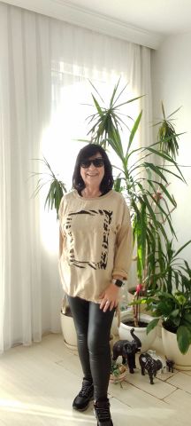 Bej Rengi Omuzları Pullu Cotton Tünik