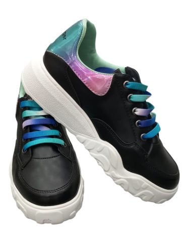 Siyah  Rengi Neon Rengi Detaylı Sneakers