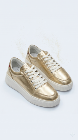 Dore Rengi Hakiki Deri Ortopedi Tabanlı Sneakers