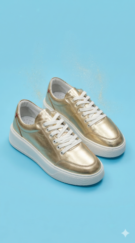 Dore Rengi Hakiki Deri Ortopedi Tabanlı Sneakers