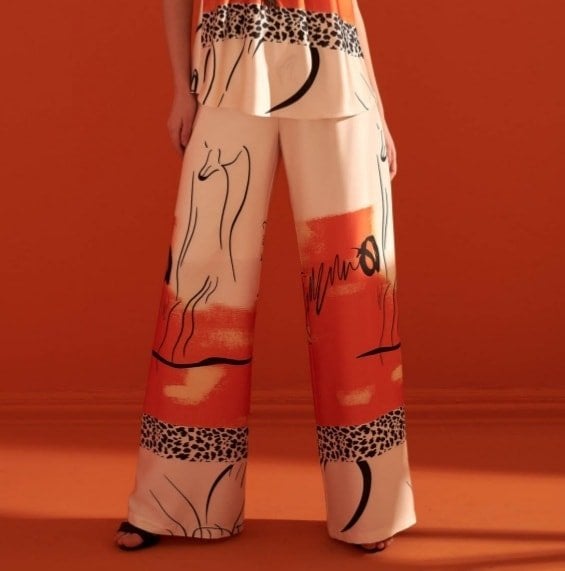 Oranj Desenli Bol Pantalon
