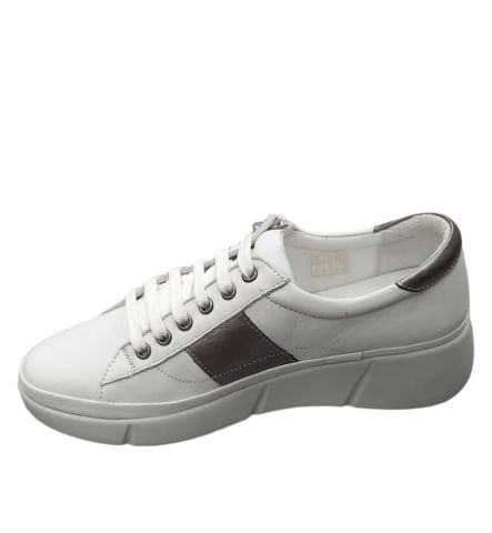 Beyaz Gümüş Garnili Hakiki Deri Ortopedi Taban Sneakers